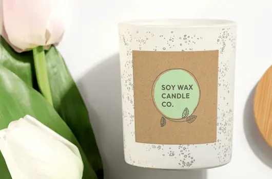 soy wax candle jar with kraft paper label