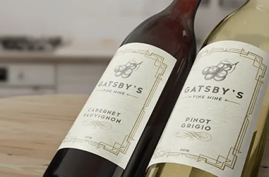 wine bottles with custom estate paper labels