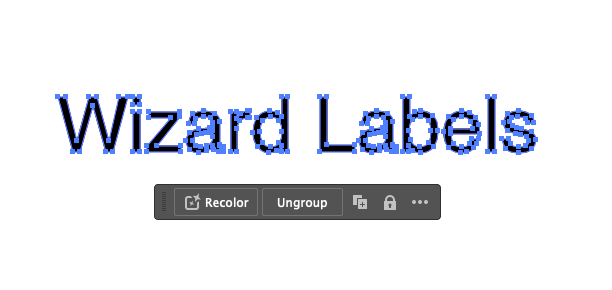 Wizard Labels text shown not outlined in Adobe Illustrator