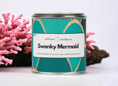 swanky mermaid scent candle with custom label