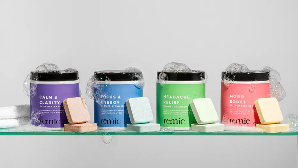 shower steamer containers with custom labels
