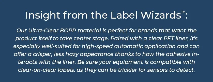 wizard labels ultra clear bopp label material info