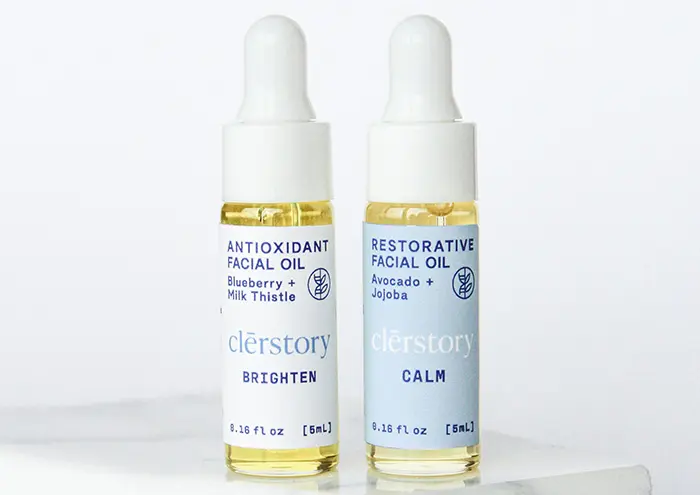 clerstory facial oil bottles