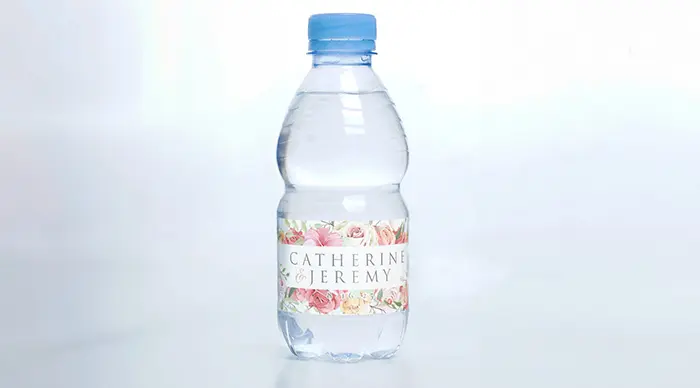 wedding mini water bottle with custom label