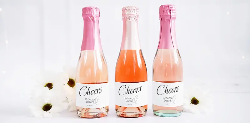wedding mini wine bottles with custom labels
