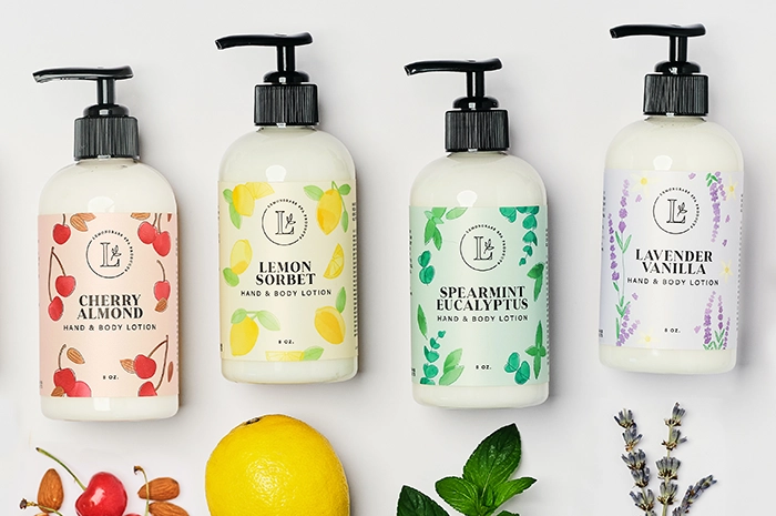 lemongrass lotion with custom lotion labels