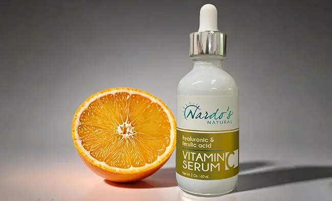 nardo's natural vitamin c serum beauty product packaging with custom beauty product labels