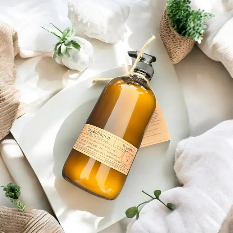 wanderlust lotion bottle with kraft paper label