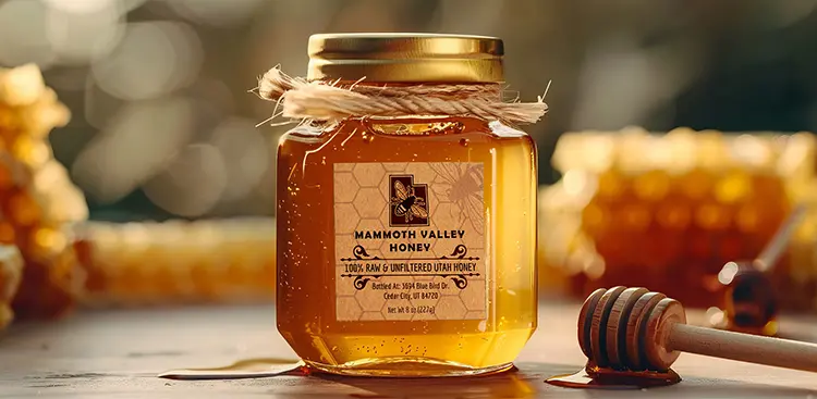 honey jar with custom honey jar label
