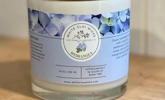 floral scented candle with custom label