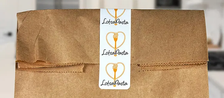 custom continuous logo label and tamper proof label on food bag