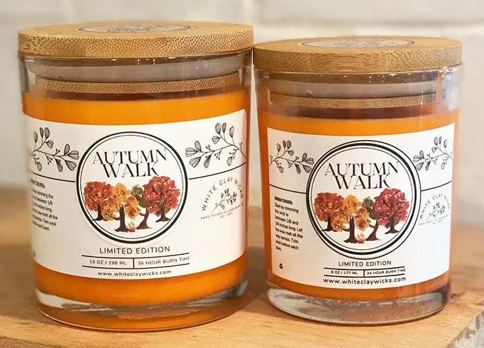 fall candles with custom product labels