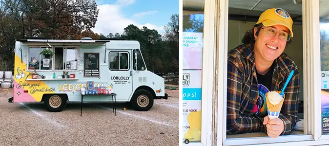 loblolly food truck using custom labels for food